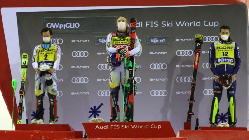 Vinatzer primo podio a Campiglio, Kristoffersen eguaglia Tomba