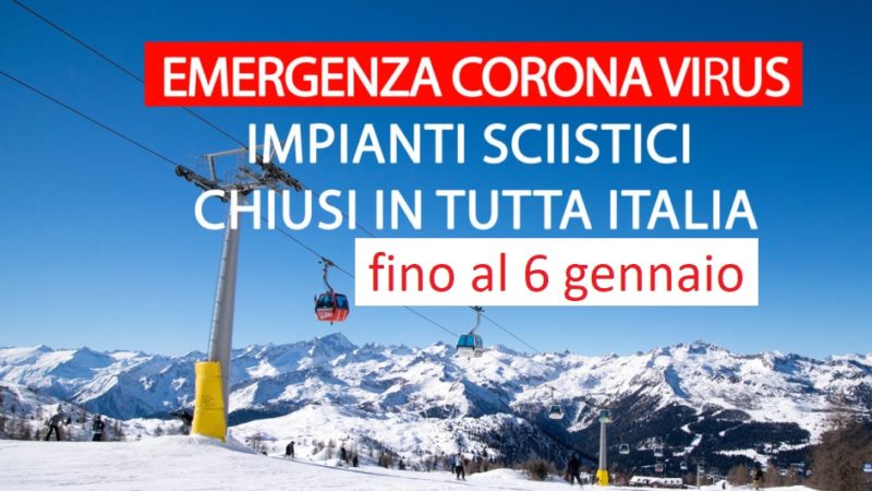 Impianti da sci chiusi in tutta Italia fino al 6 gennaio 2020