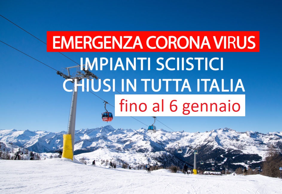 Impianti da sci chiusi in tutta Italia fino al 6 gennaio 2020