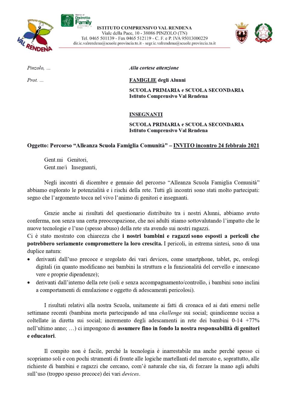ALLEANZA SCUOLA FAMIGLIA COMUNITA'