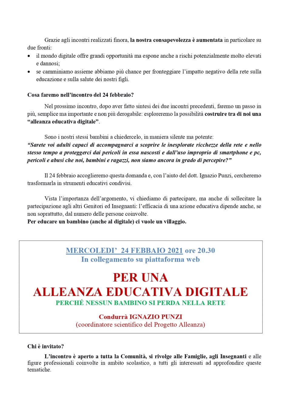 ALLEANZA SCUOLA FAMIGLIA COMUNITA'