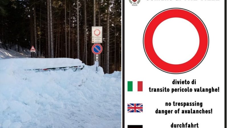 Domenica 31 gennaio si è staccata una grossa valanga sulla strada per Vallesinella