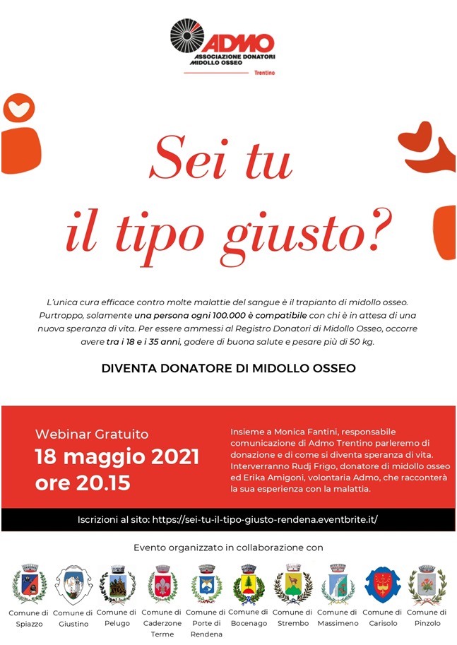 Webinar “Sei tu il tipo giusto?” organizzata da ADMO Trentino in collaborazione con i comuni della Val Rendena