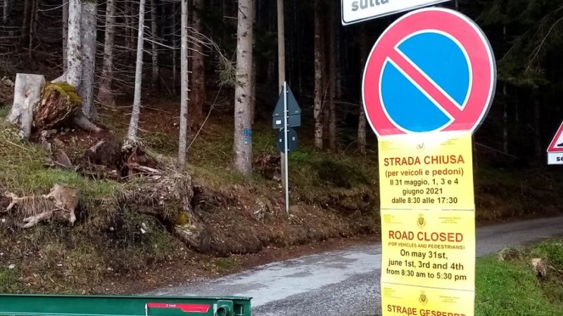 Nei giorni 31 maggio, 1, 3 e 4 giugno la strada comunale di accesso alla Vallesinella sarà chiusa