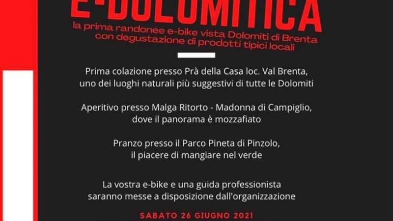 E-DOLOMITICA – la prima randonée e-bike vista Dolomiti di Brenta, con degustazione di prodotti tipici locali