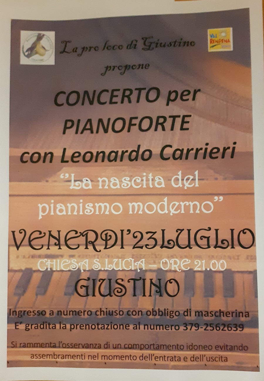 23 luglio Giustino – Concerto per Pianoforte con Leonardo Carrieri