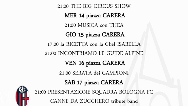 Pro Loco Pinzolo: Programmazione settimanale – Lunedì 12 Domenica 18 luglio 2021