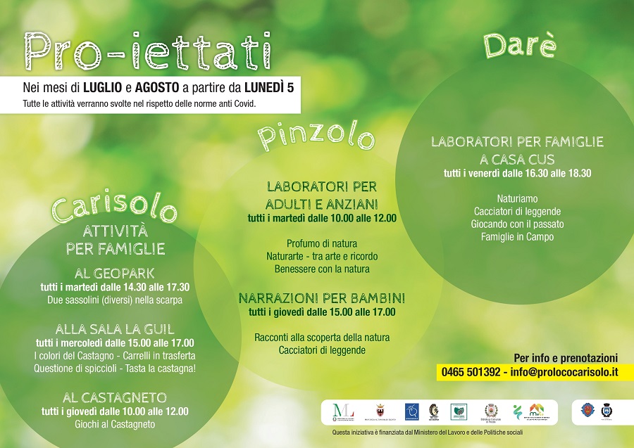 Attività per famiglie e per adulti del progetto “Pro-iettati sul territorio”