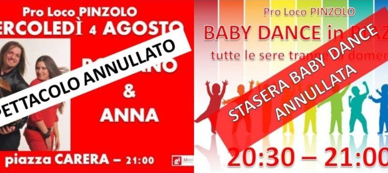 Mercoledì 4 agosto: Spettacolo in piazza Carera ANNULLATO