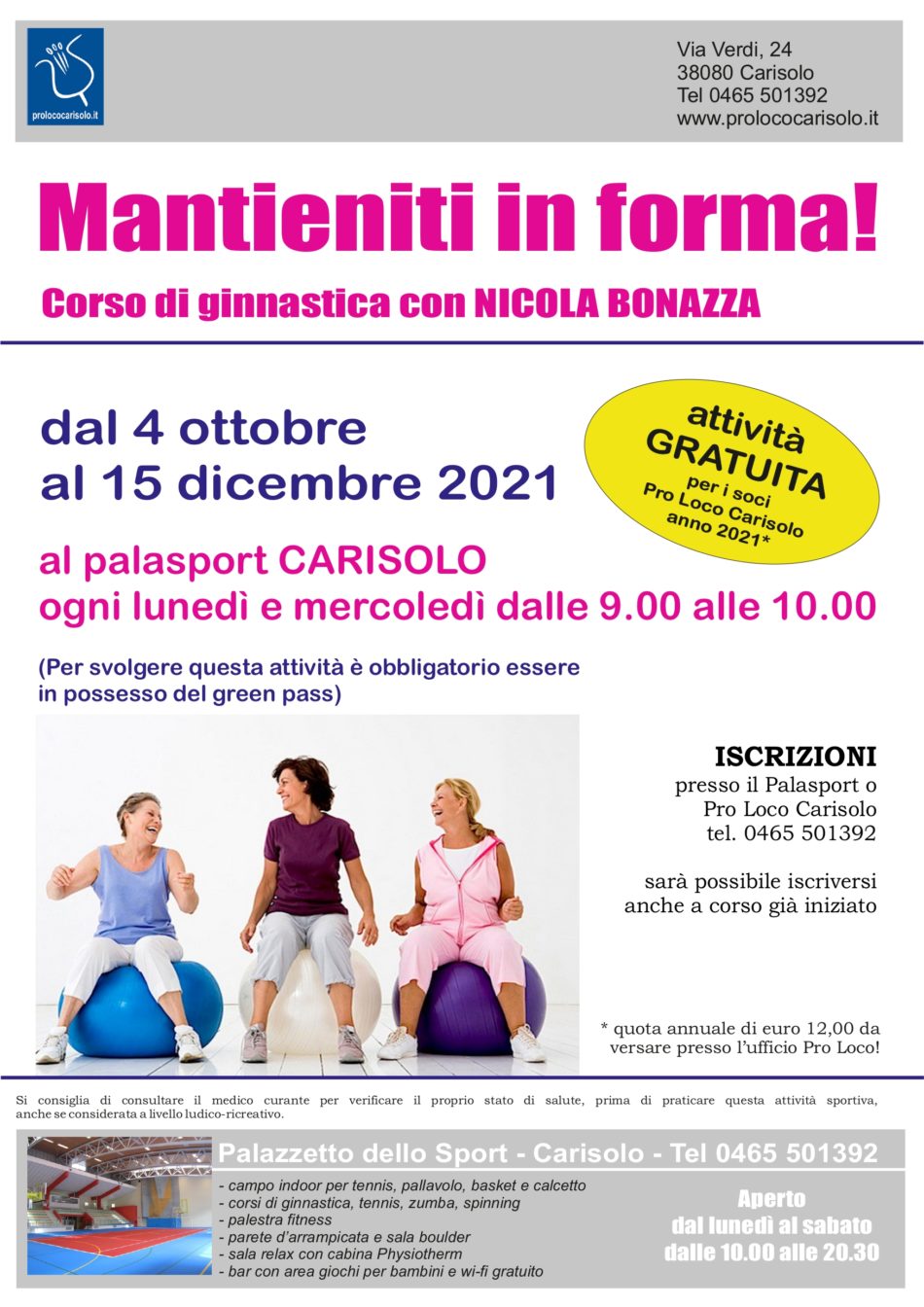 Corso di ginnastica per i soci Pro Loco Carisolo
