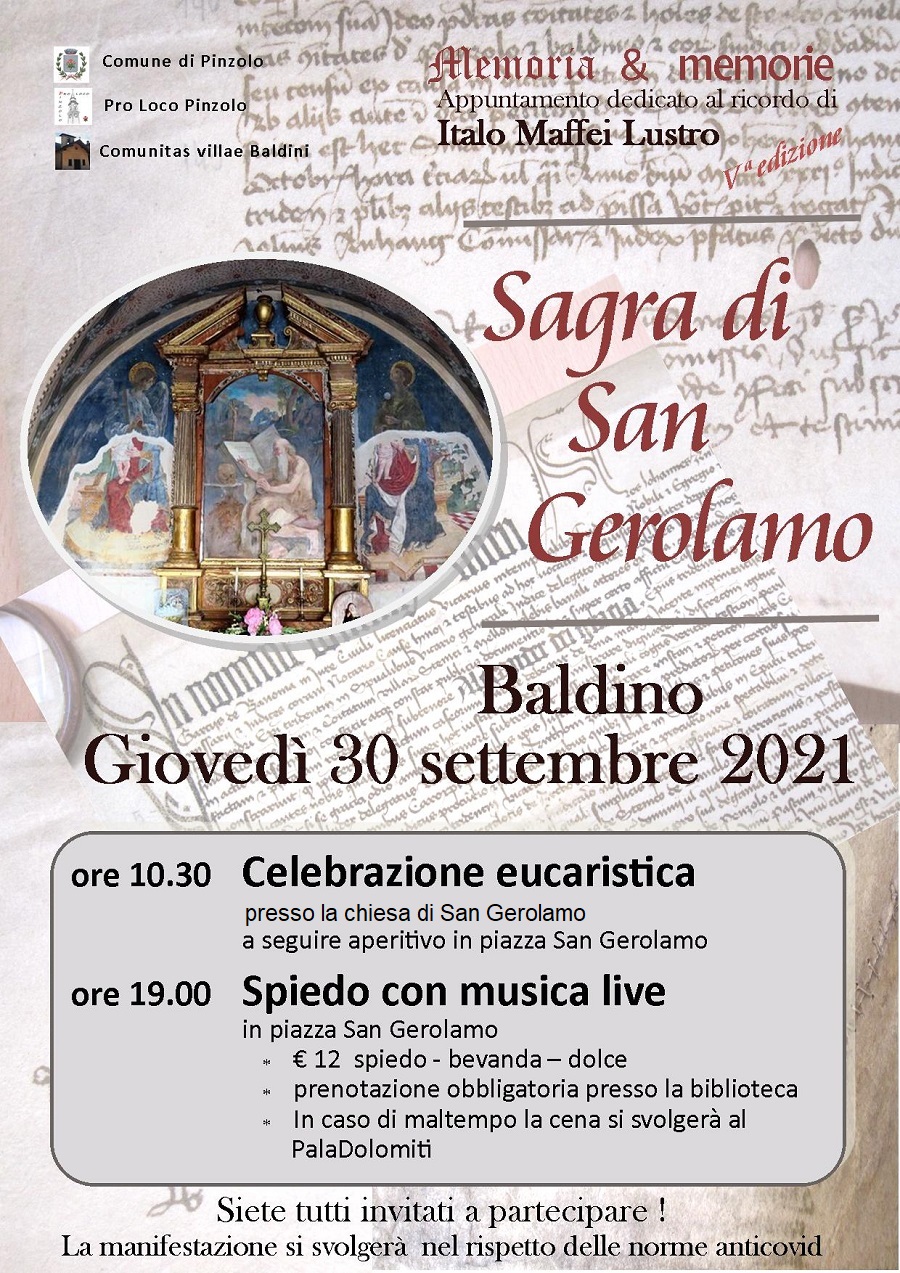 Giovedì 30 settembre – Sagra di San Gerolamo a Baldino
