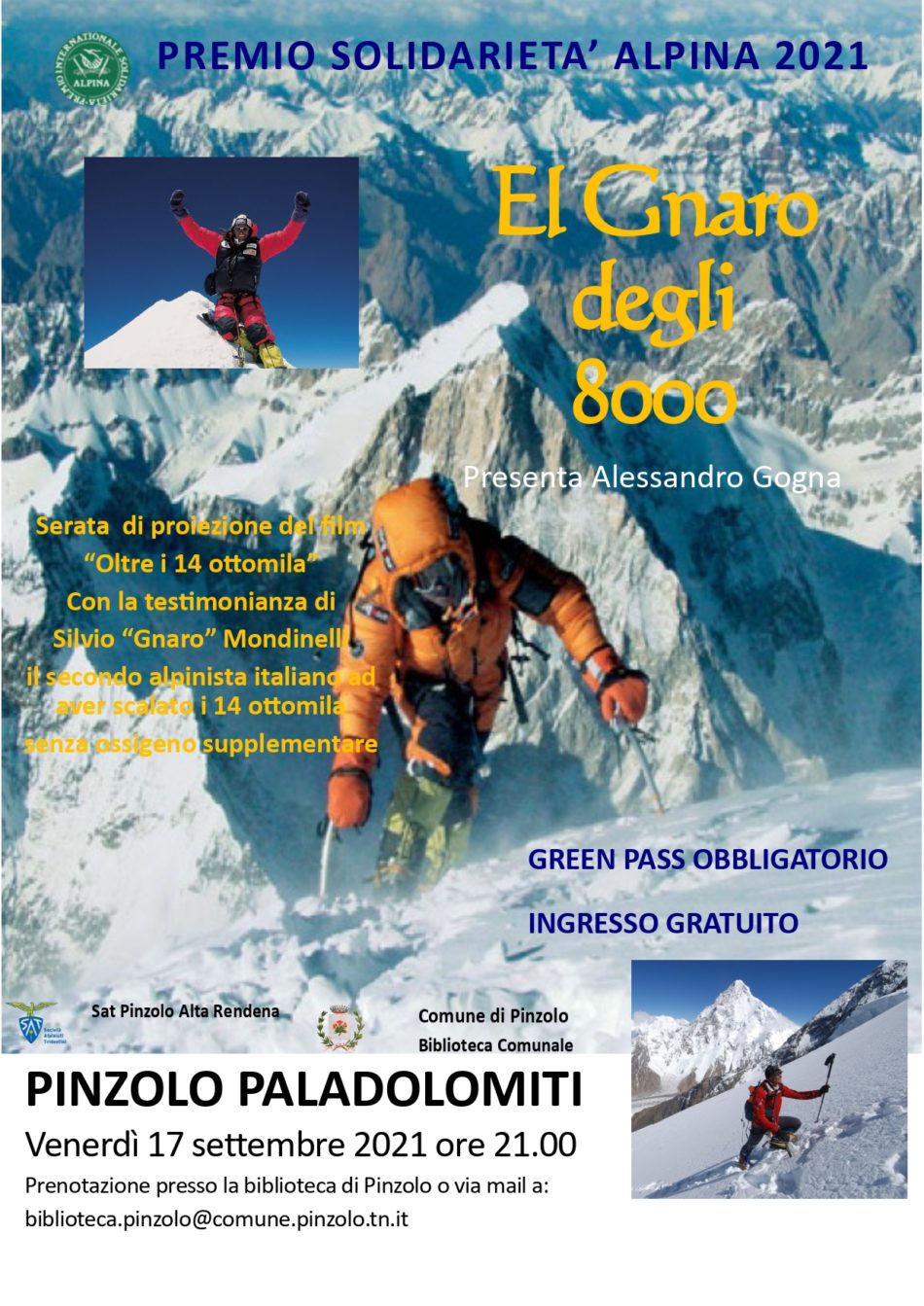 Paladolomiti 17 settembre: El Gnaro degli 8000 - Campane di Pinzolo.it