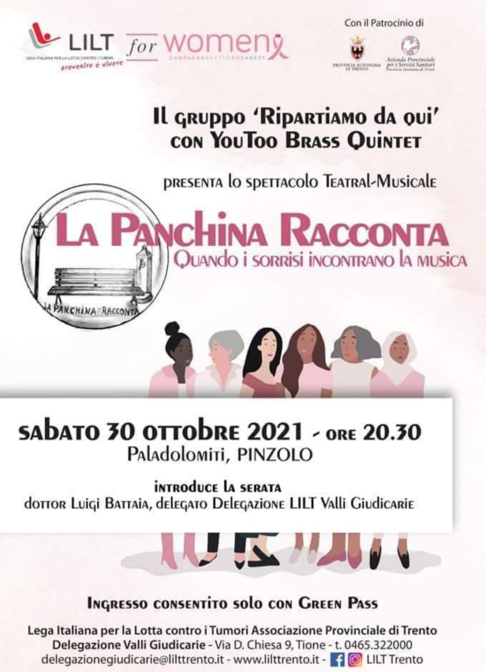 Paladolomiti 30 ottobre – La panchina racconta – Serata musicale e teatrale aperta a tutti