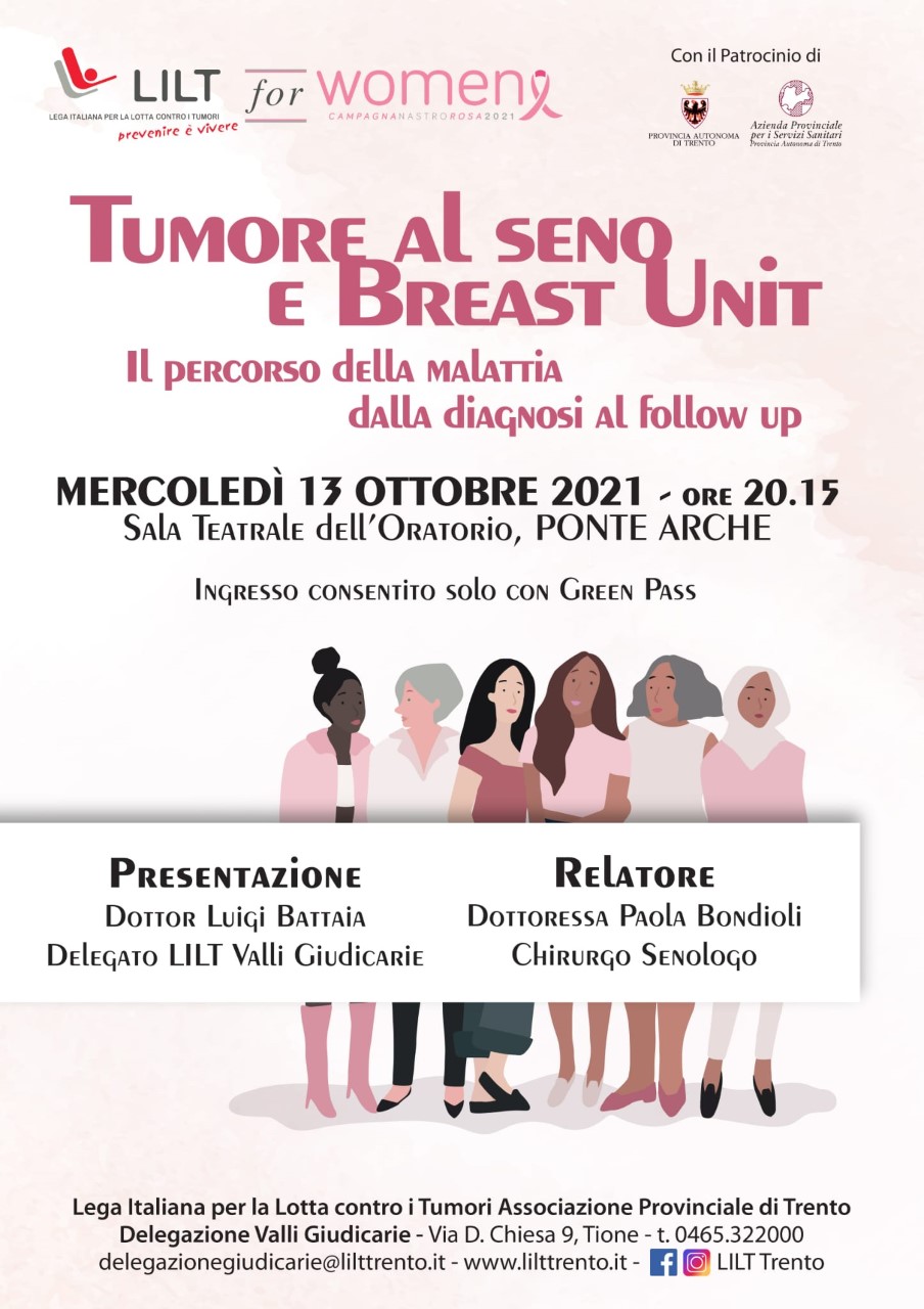 Ponte Arche, 13 ottobre: Tumore al seno e Breast Unit