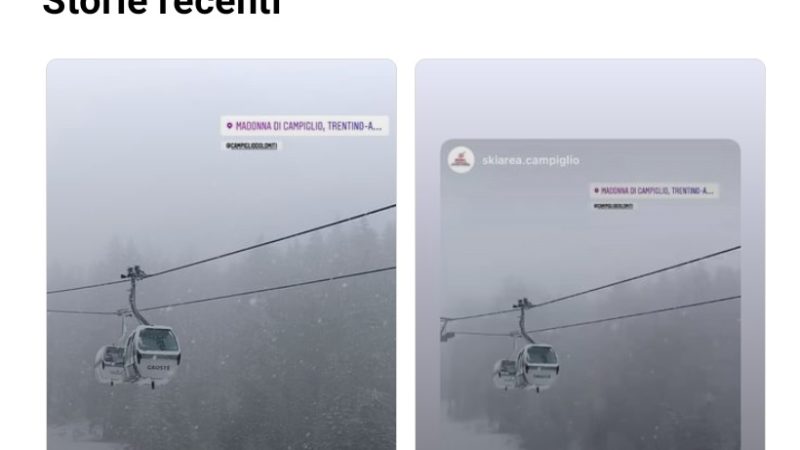 Skiarea Campiglio: la nevicata in corso impazza sui social