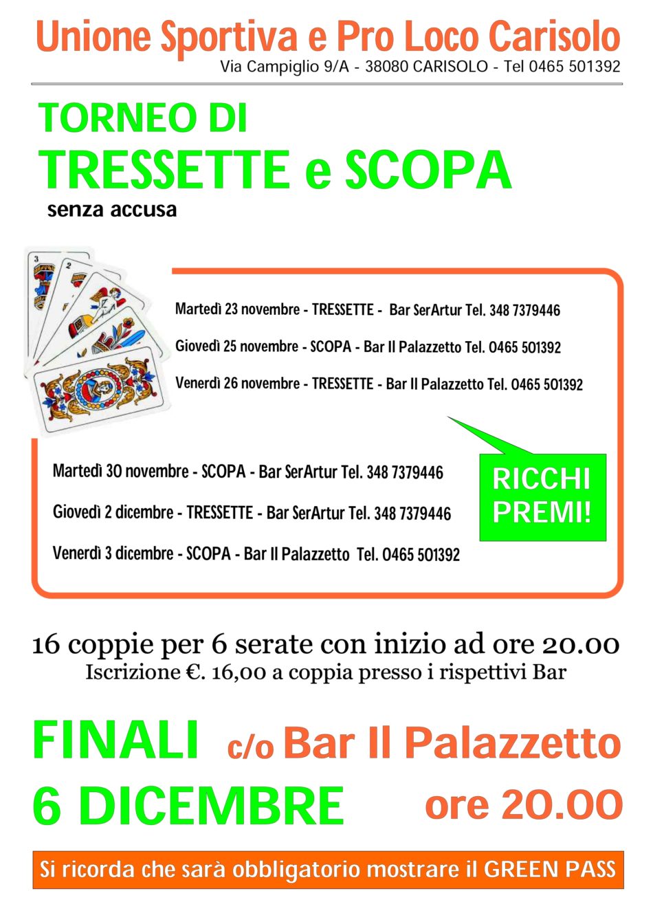 Torneo di tressette e scopa a Carisolo