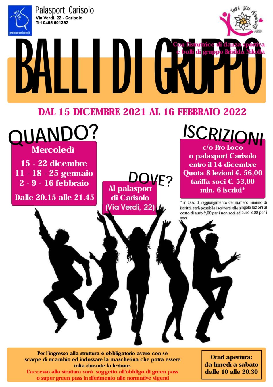 BALLI DI GRUPPO dal 15 dicembre 2021 al 16 febbraio 2022