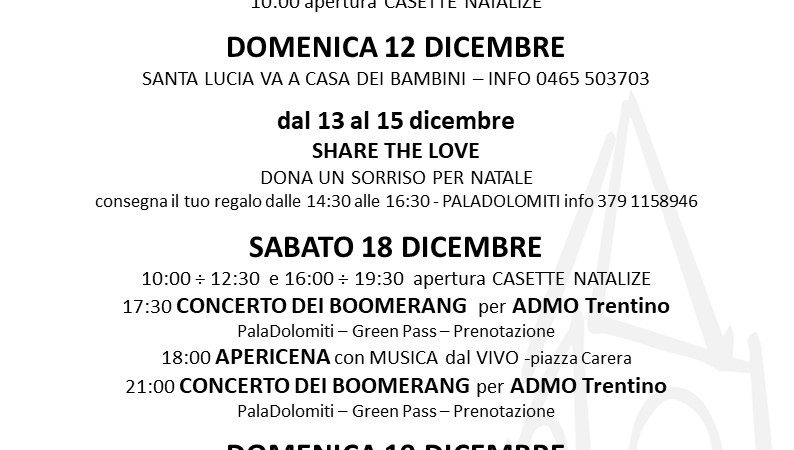 PROGRAMMA PRO LOCO PINZOLO DA SABATO 11 A DOMENICA 19 DICEMBRE 2021