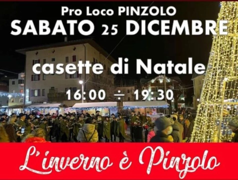 Oggi, 25 dicembre, Casette di Natale aperte in piazza Carera dalle 16.00 alle 19.30