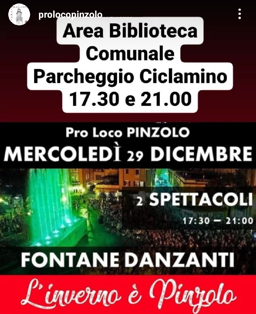 Ore 17.30 e ore 21.00 – Fontane danzanti – Parcheggio e parco Ciclamino
