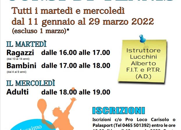 Corsi di tennis al Palasport di Carisolo