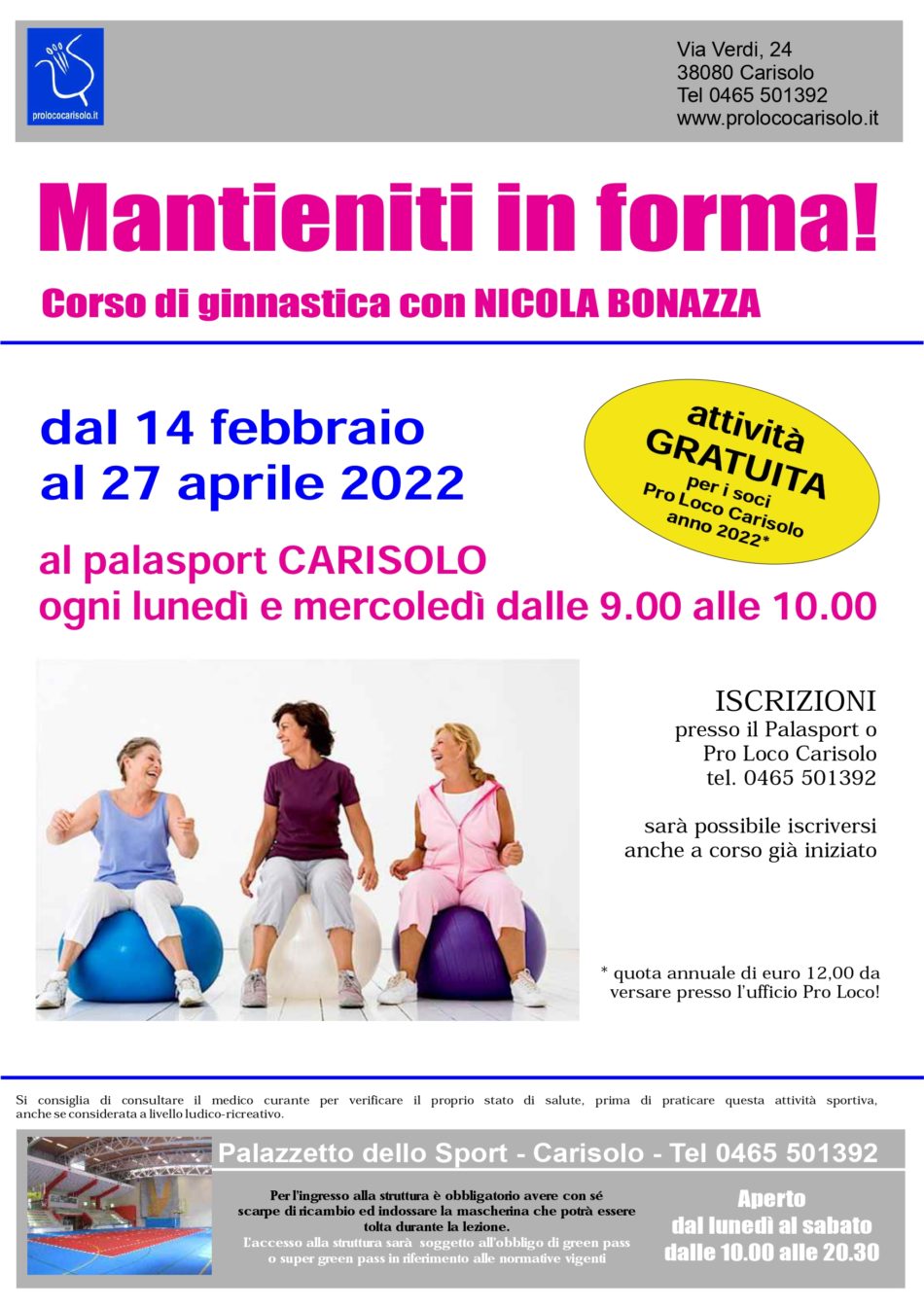 Corso di ginnastica al Palasport di Carisolo