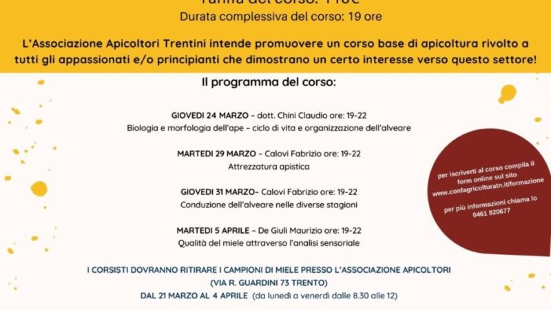 Associazione Apicoltori Trentini:  corso per apicoltori principianti