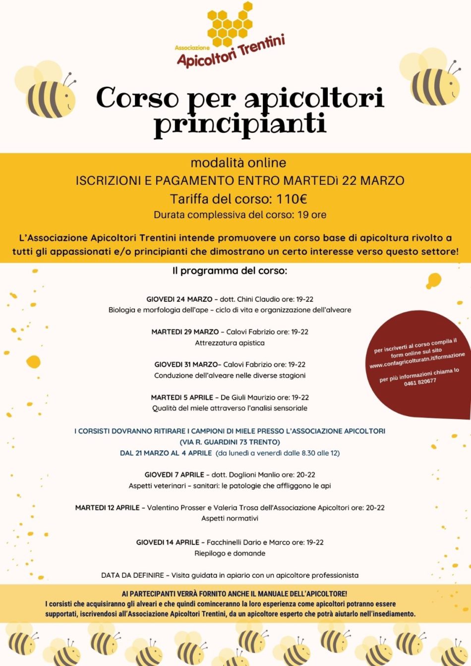 Associazione Apicoltori Trentini:  corso per apicoltori principianti
