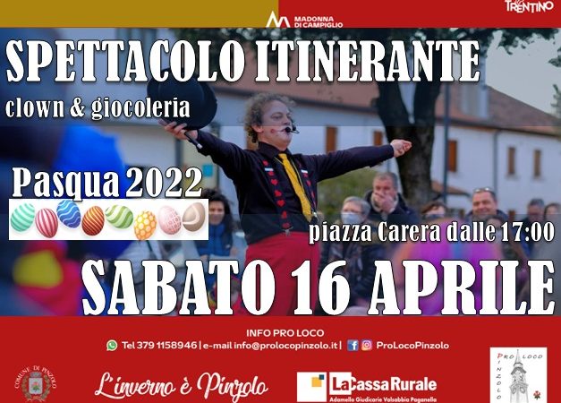 Sabato 16 aprile – Spettacolo in piazza Carera: clown & giocoleria