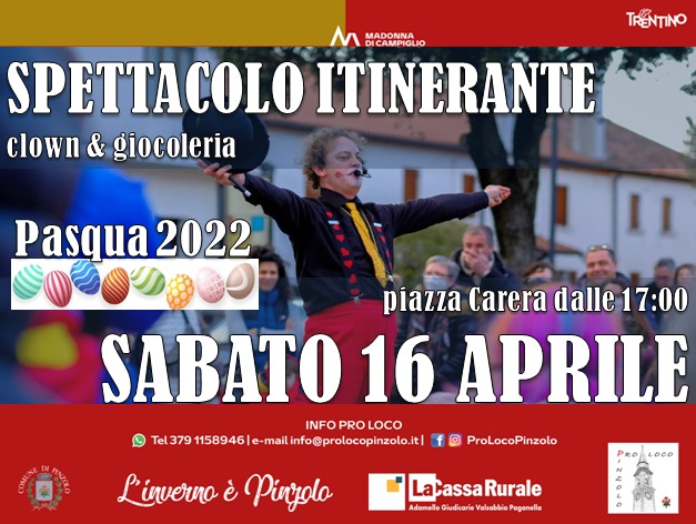 Sabato 16 aprile – Spettacolo in piazza Carera: clown & giocoleria