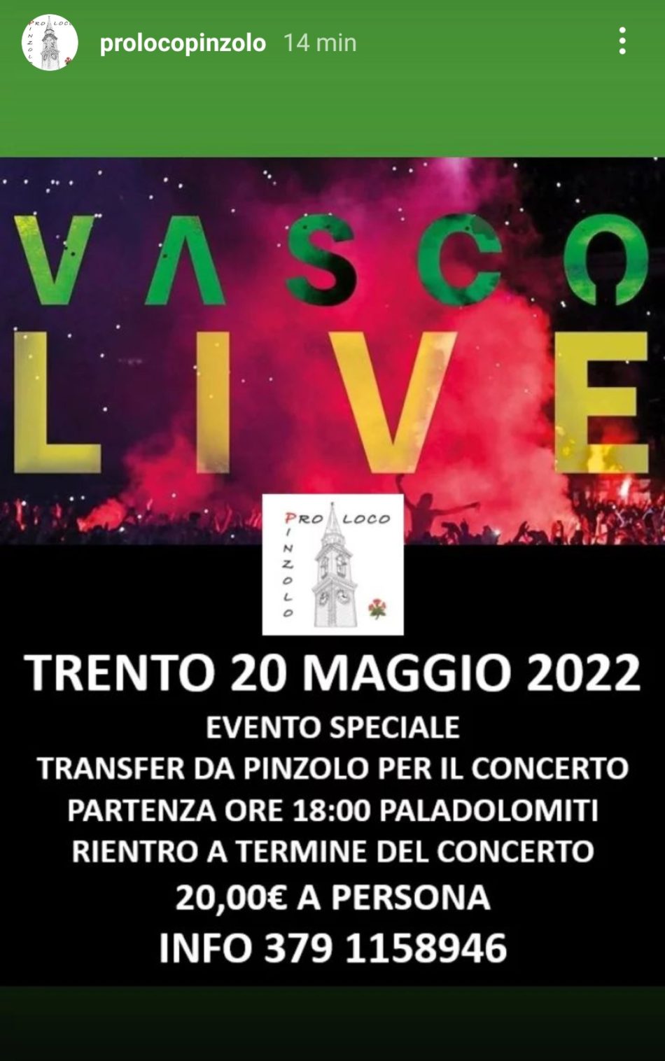 20 maggio “Vasco Live”: transfer da Pinzolo per il megaconcerto