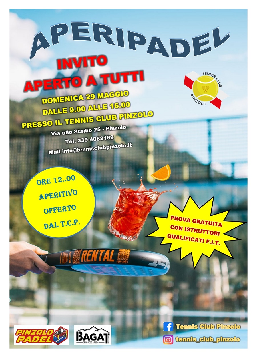 Domenica 29 maggio, dalle 9 alle 16: AperiPadel al Tennis Club Pinzolo