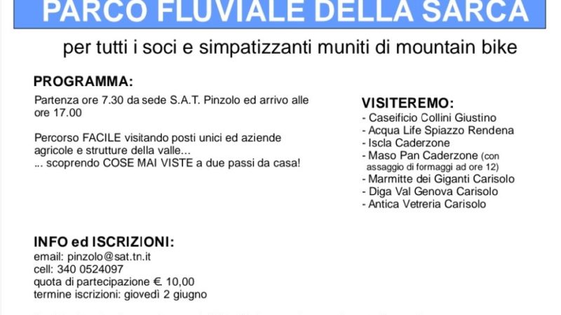 5 giugno: Biciclettata lungo il Parco fluviale del Sarca