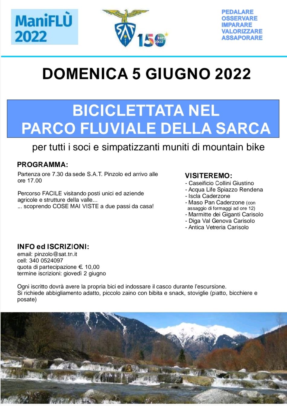 5 giugno: Biciclettata lungo il Parco fluviale del Sarca