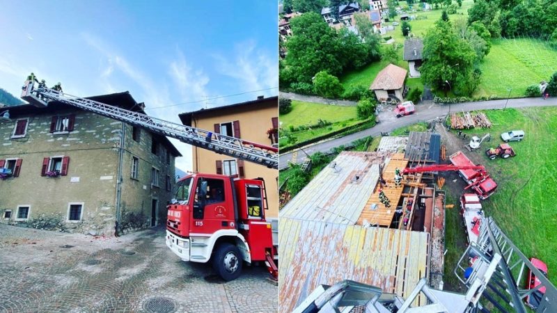 Alberi abbattuti e danni ad edifici a Pelugo per le forti raffiche di vento