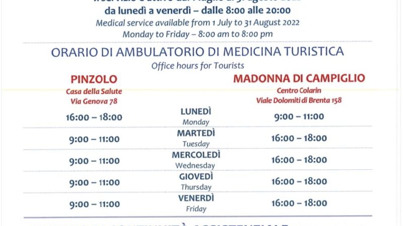 Orari Servizio Medico per turisti