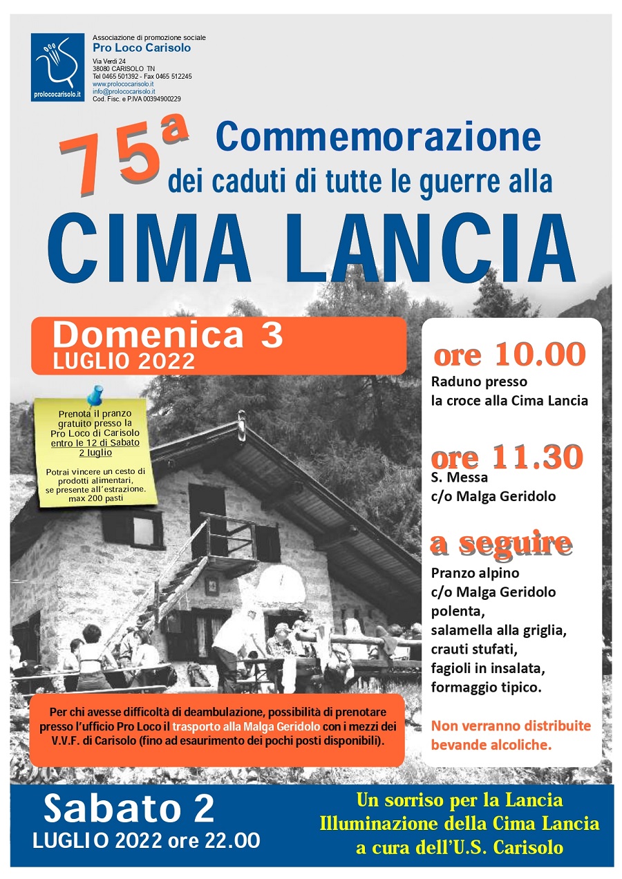 3 luglio: Commemorazione alla Cima Lancia