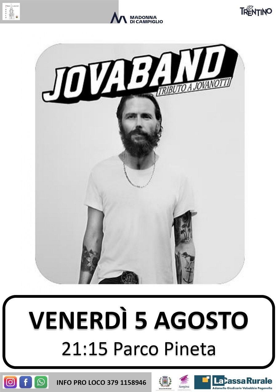 Venerdì 5 agosto al parco Pineta di Pinzolo: Jovaband – Tributo a Jovanotti