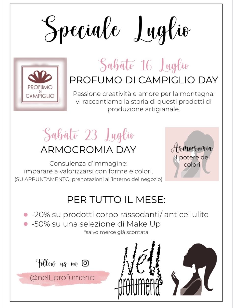 Eventi di Luglio alla Nell Profumeria