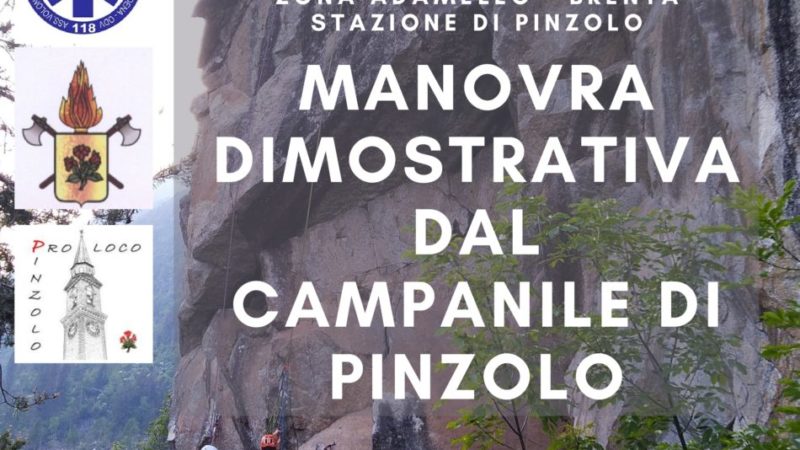 9 agosto: Manovra dimostrativa del Soccorso alpino dal campanile di Pinzolo