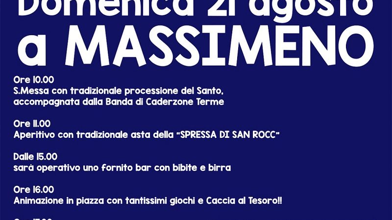 Domenica 21 agosto: Sagra di San Rocco