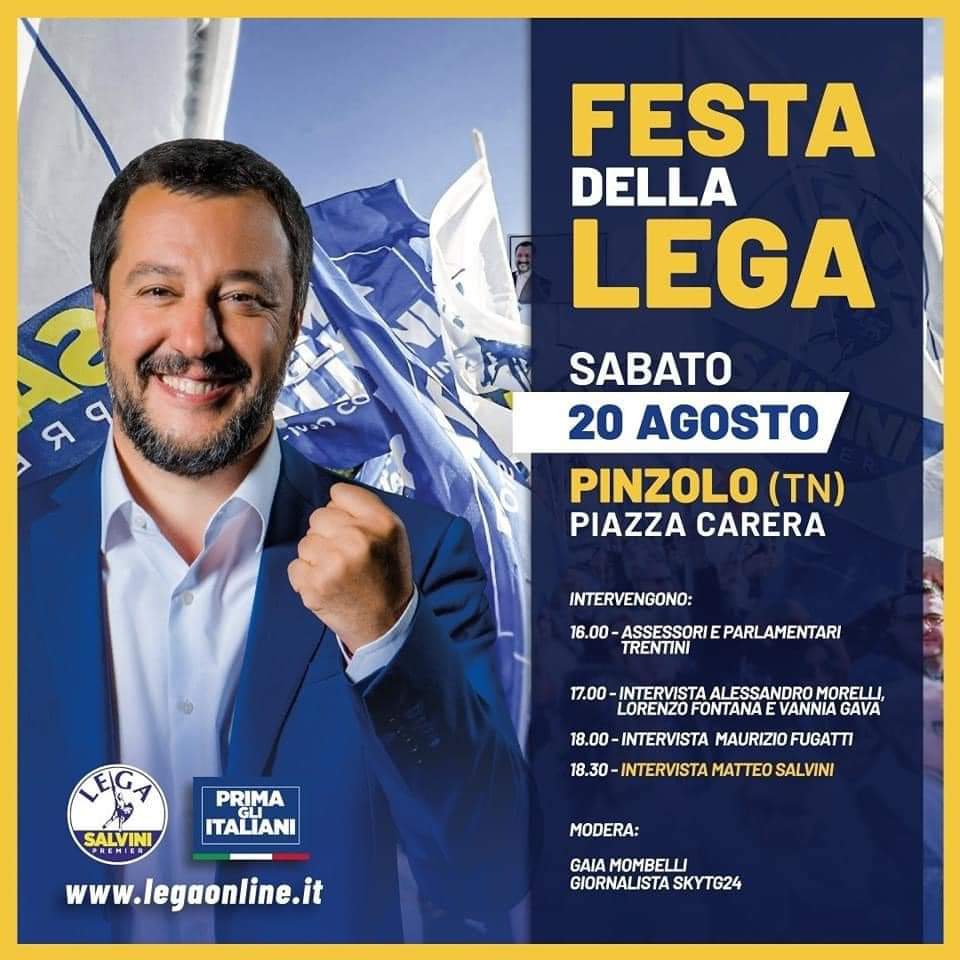 Pinzolo – Sabato 20 agosto dalle 16.00: “Festa della Lega” in piazza Carera