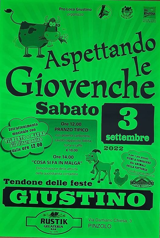 Aspettando le Giovenche – Sabato 3 settembre alle 12.00 a Giustino