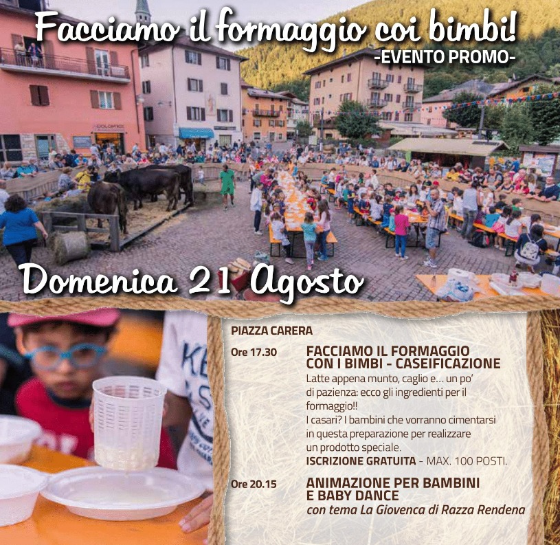 Pinzolo – Domenica 21 agosto ore 17.30: Facciamo il formaggio coi bimbi!