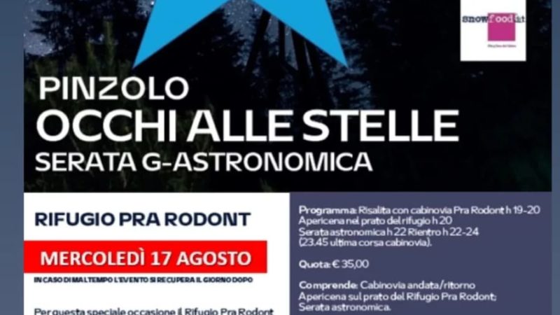Serata G-astronomica rimandata a mercoledì 17 agosto