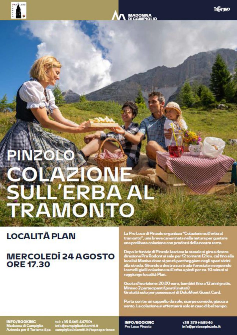 Pinzolo – 24 agosto ore 17.30: Colazione sull’erba al tramonto