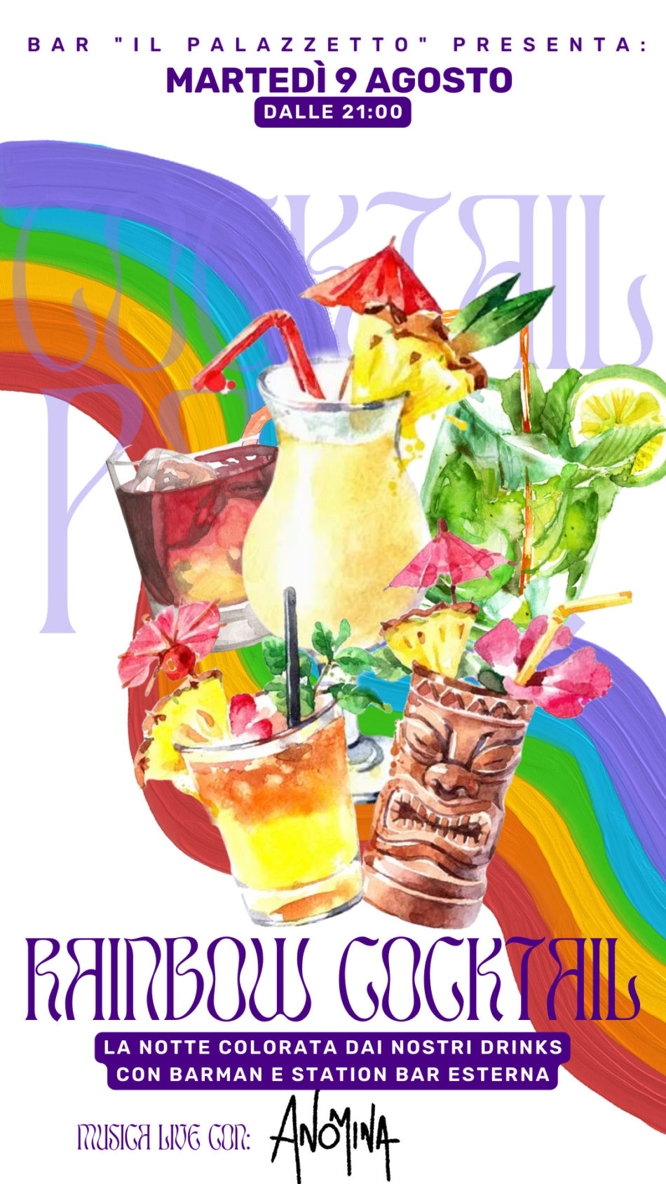 “RAINBOW COCKTAIL” con il concerto della band “ANOMINA”