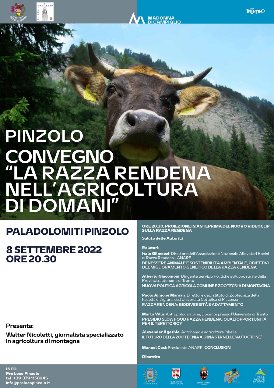 Paladolomiti Giovedì 8 settembre ore 20.30: CONVEGNO “La Razza Rendena nell’agricoltura di domani”