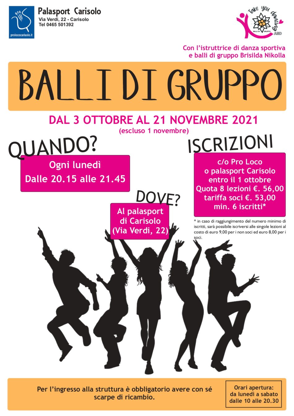 Corso di balli di gruppo al palasport di Carisolo