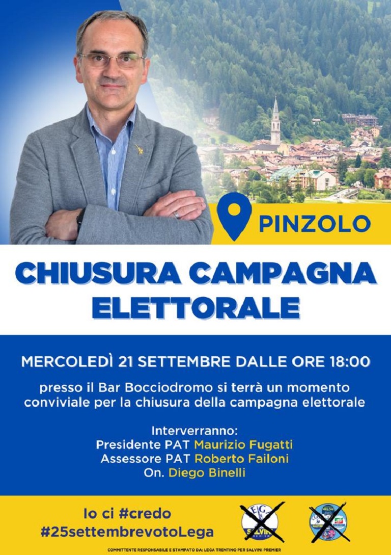 Diego Binelli – Chiusura Campagna Elettorale a Pinzolo il 21 settembre